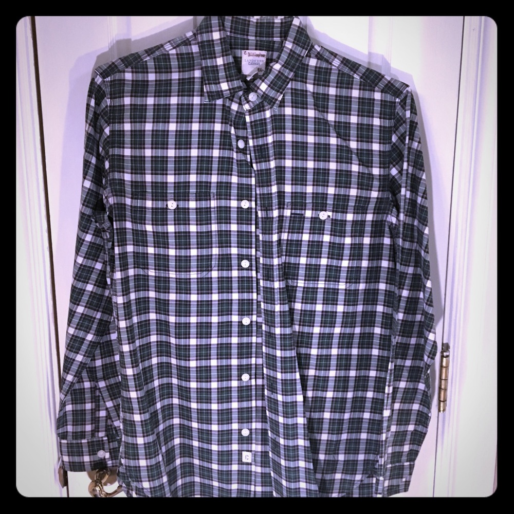 Lands’ End Canvas plaid button down